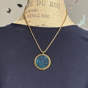 Sabika Gold Necklace with Blue Medallion